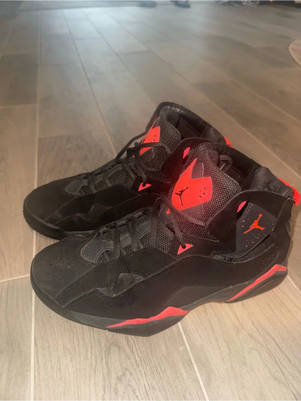 Jordan High-Top Basketball Sneakers in Black & Red